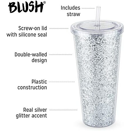 Glam Silver Double Walled Glitter Tumbler by Blush