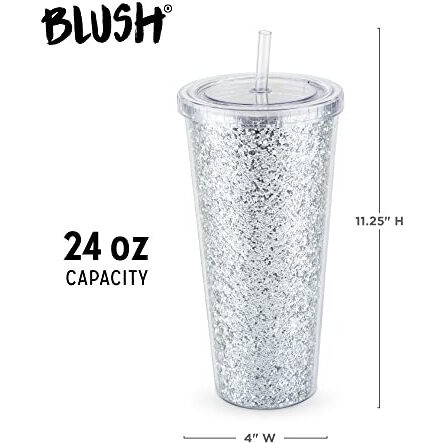 Glam Silver Double Walled Glitter Tumbler by Blush