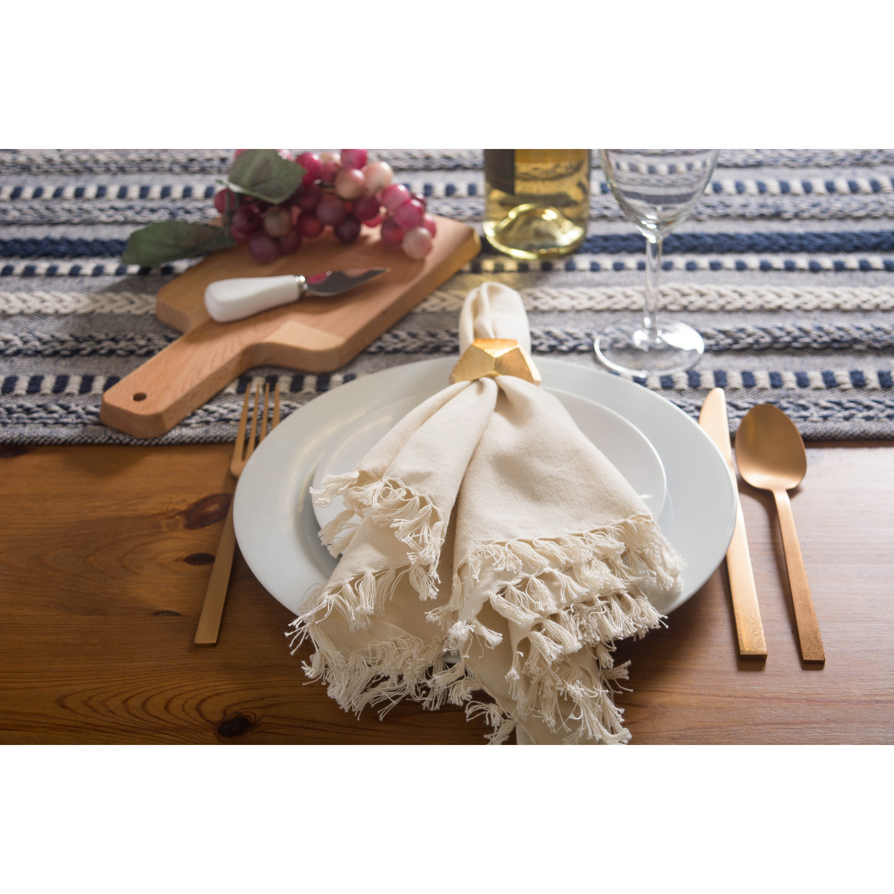 DII Navy Braided Stripe Table Runner