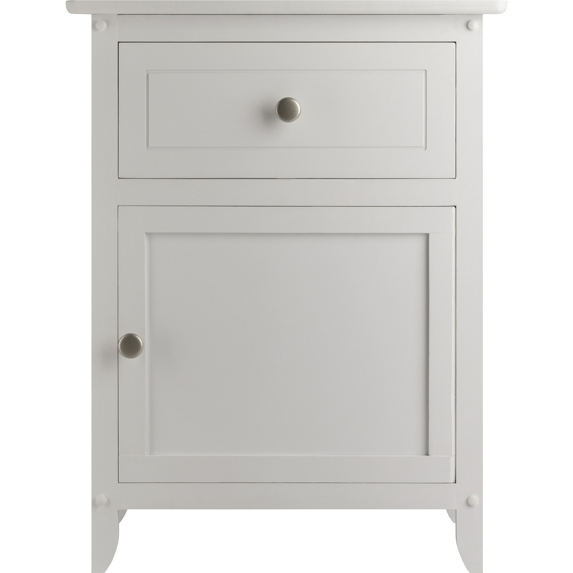 Ergode Wood Eugene Accent Table - Versatile & Timeless Design, White Finish, Satin Nickel Knobs, Pull-Out Drawer & Bottom Door for Storage