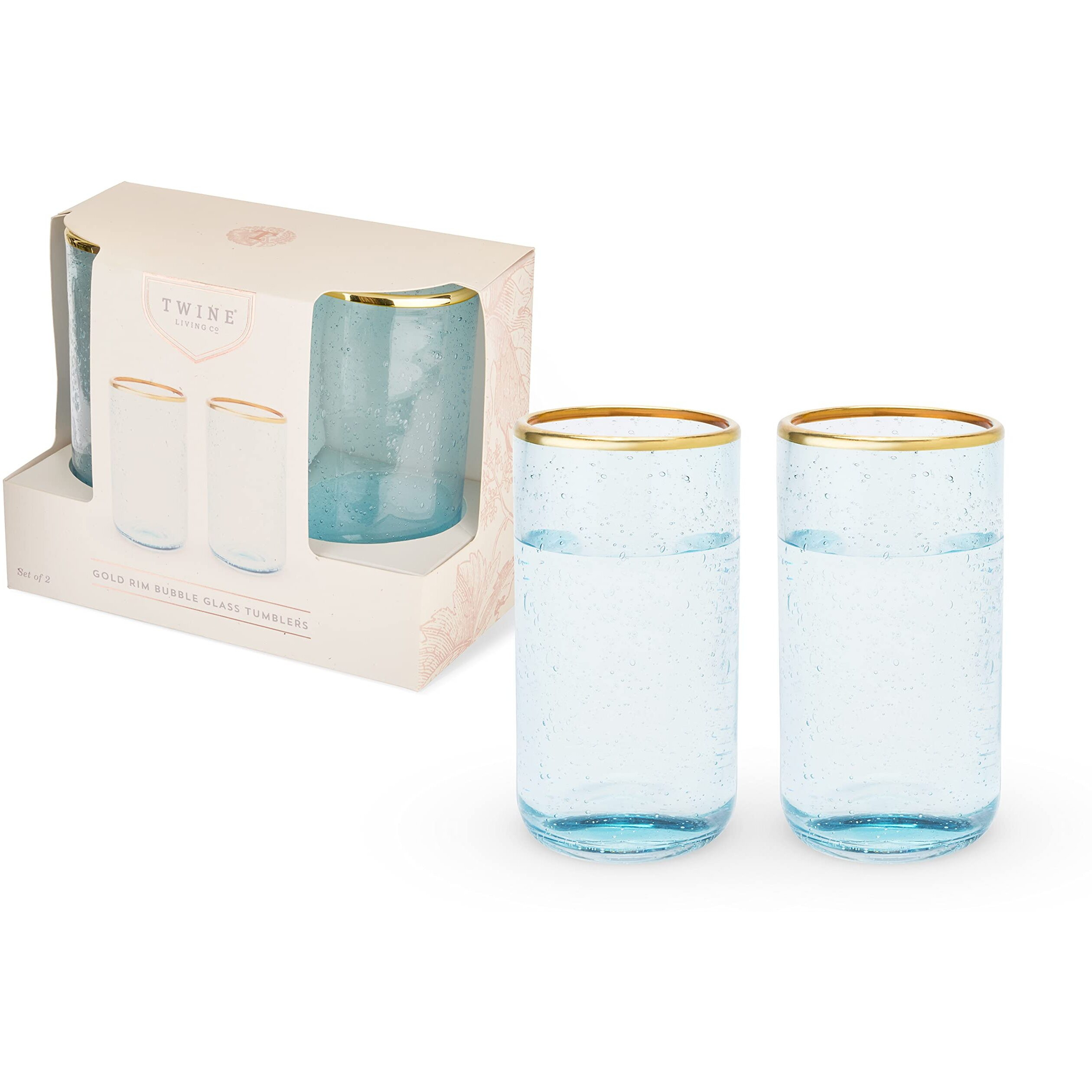 Aqua Bubble Glass Tumbler Set by Twine