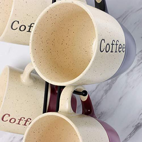 Elama Coffee House 6-Piece 12 oz. Mug Set with Stand, Assorted Colors