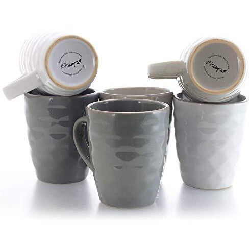 Elama Tahitian Waves 6-Piece 12 oz. Mug Set with Stand, Assorted Colors