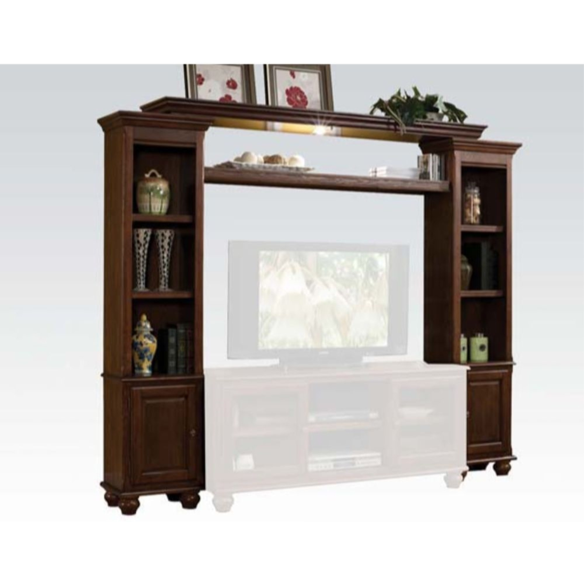 ACME Dita Entertainment Center, Walnut (1Set/3Ctn)