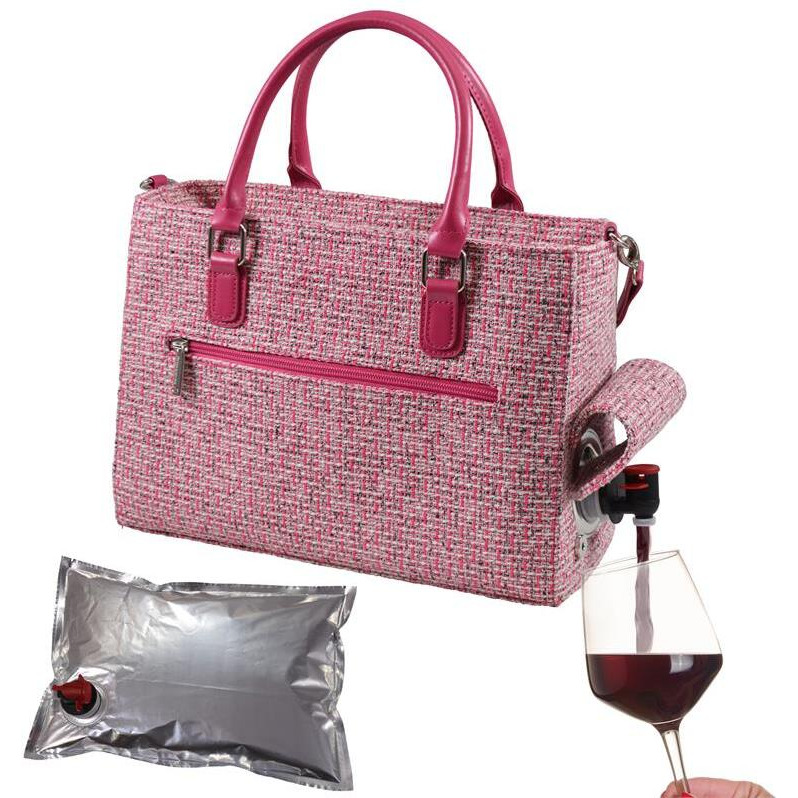 Primeware 8226-PK Pink Tweed Insulated Drink Purse with Bladder Bag