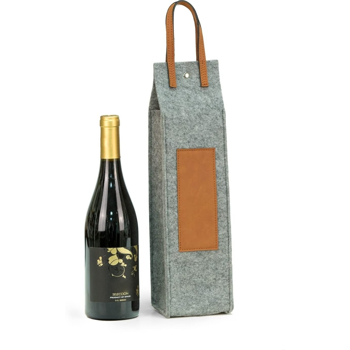 Bey-Berk International BS113N Wine caddy with grey Felt & Brown Triming