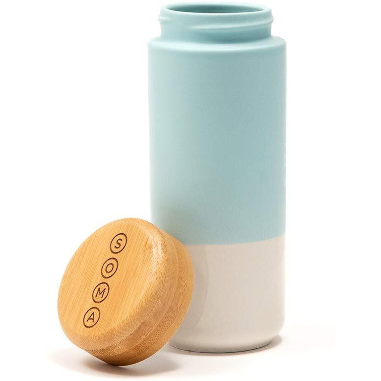 SOMA Insulated Ceramic Mug with Bamboo Lid, Mint, 12oz