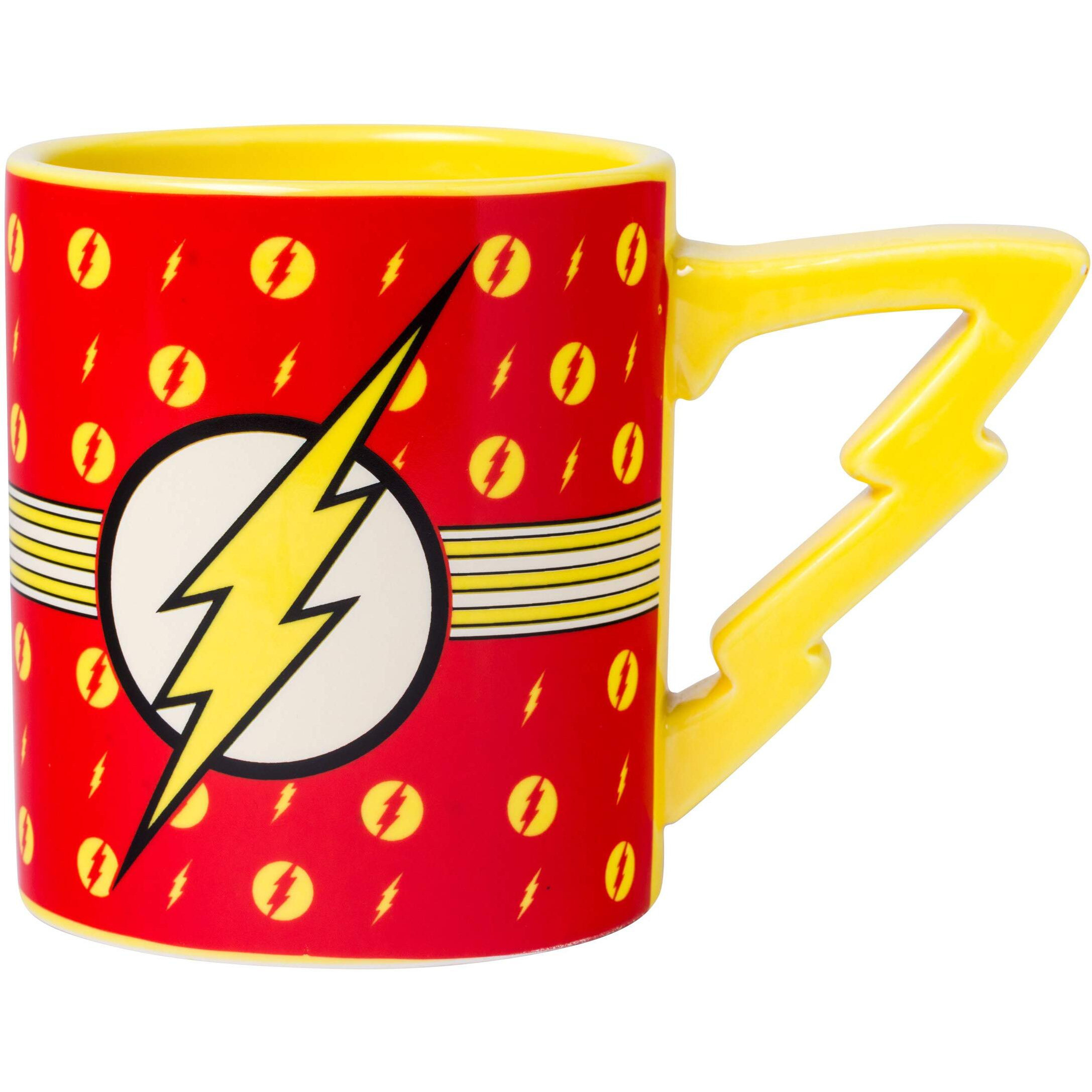 Dc comics The Flash Logo ceramic Mug With Lightning Bolt Handle  Holds 20 Ounce