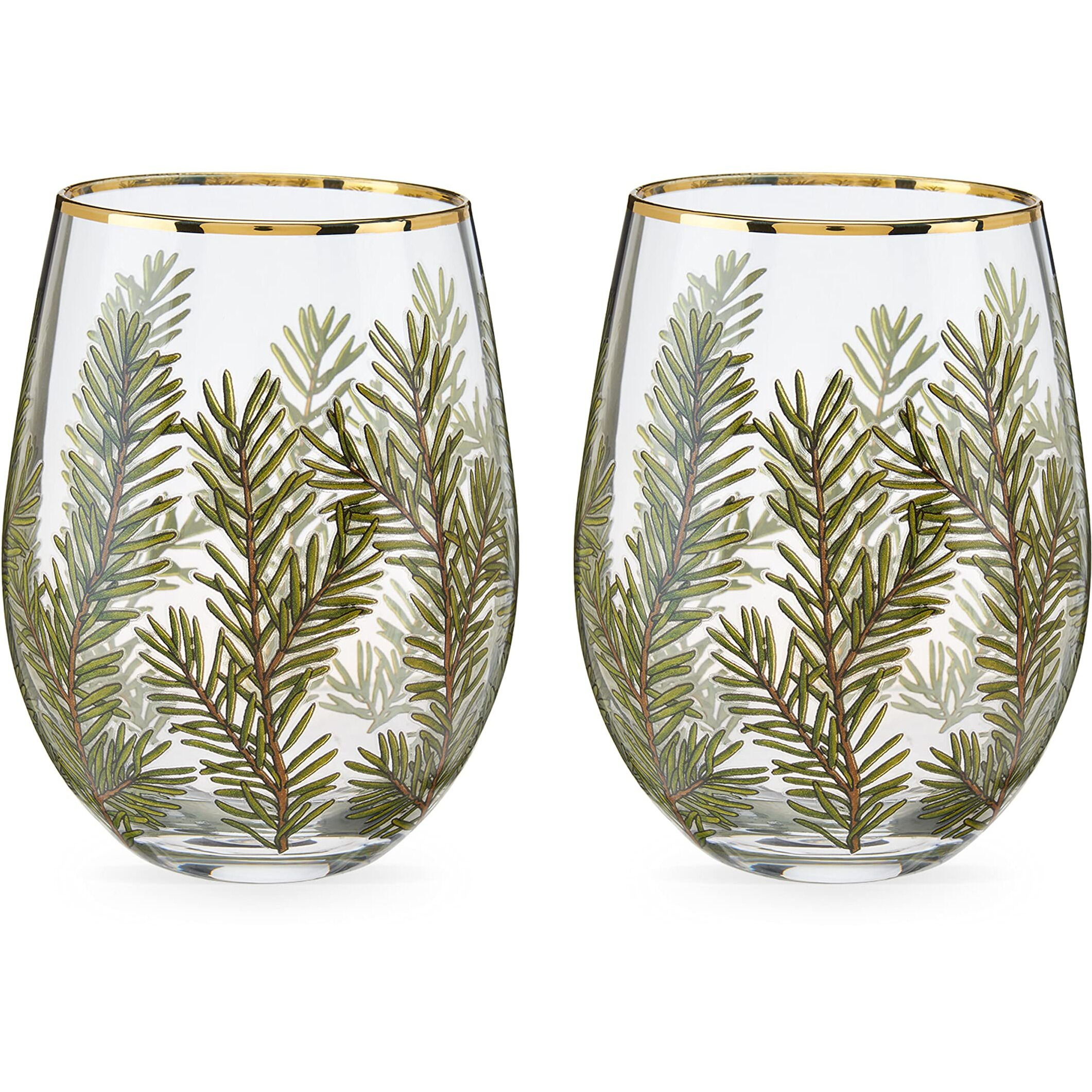 Woodland Stemless Wine Glass Set by Twine