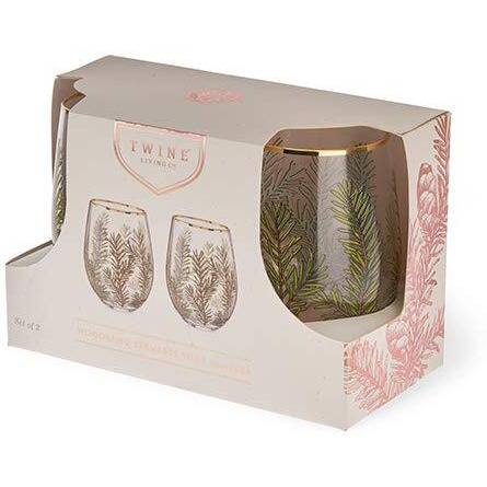 Woodland Stemless Wine Glass Set by Twine