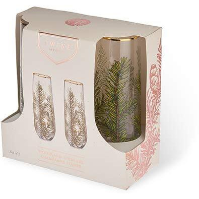 Woodland Stemless Champagne Flute Set by Twine