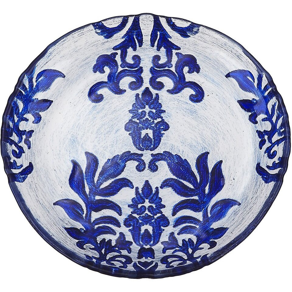 Red Pomegranate 5941-7 Damask 6 in Blue Velvet Plate - Set of 4