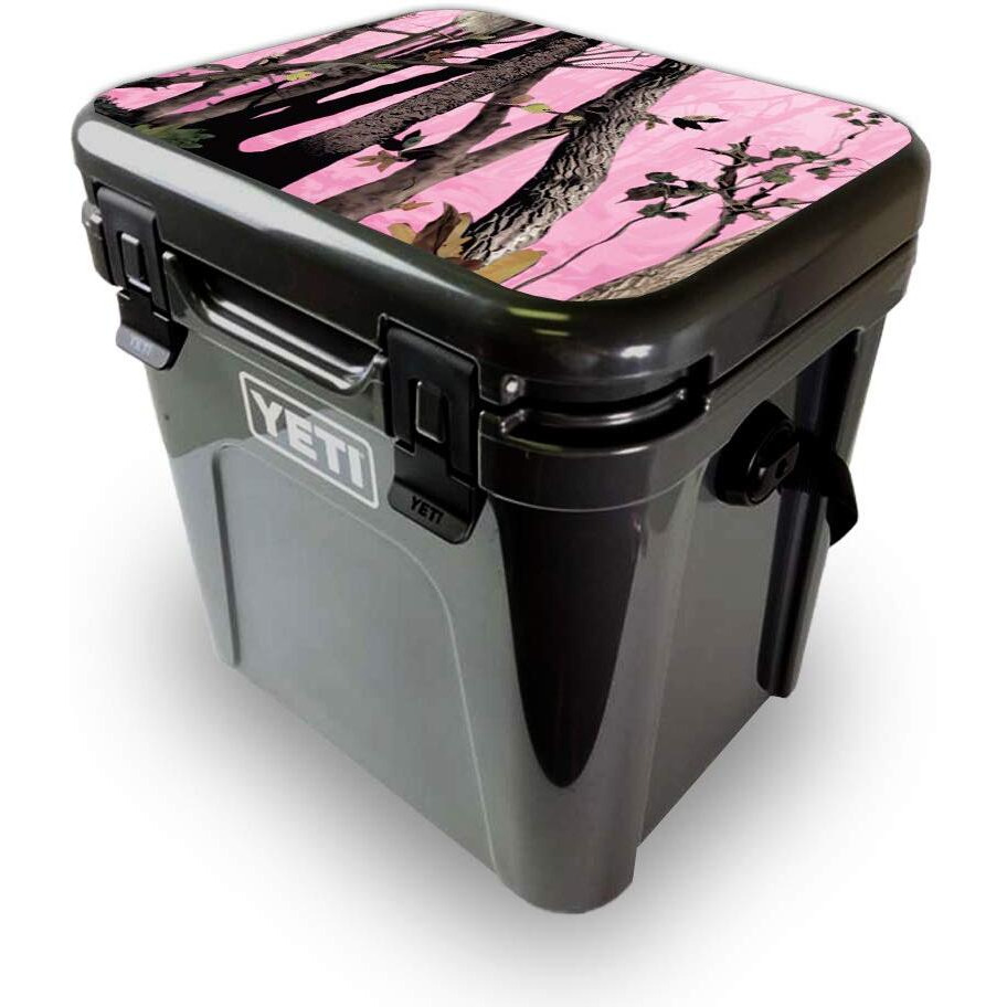 MightySkins YEROA24LID-Pink Tree camo Skin for Yeti Roadie 24 Hard cooler Lid - Pink Tree camo