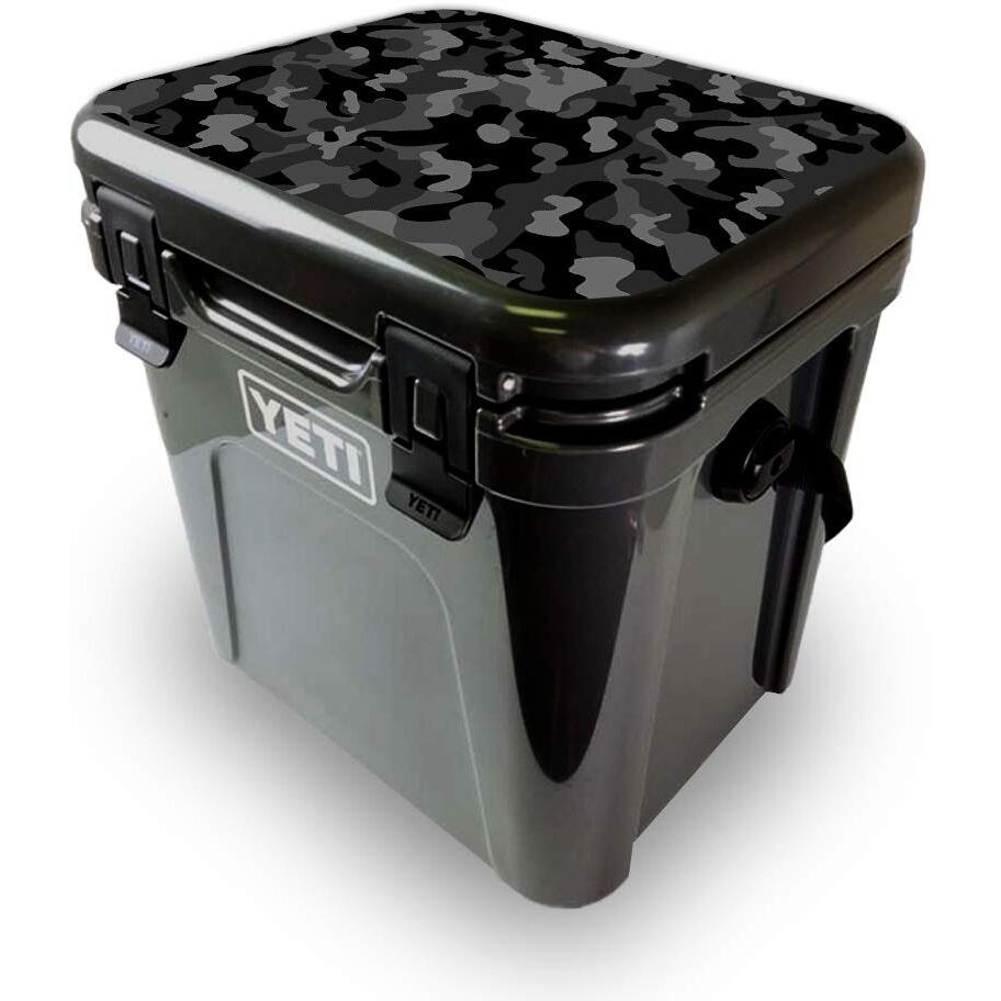 MightySkins YEROA24LID-Black camo Skin for Yeti Roadie 24 Hard cooler Lid - Black camo