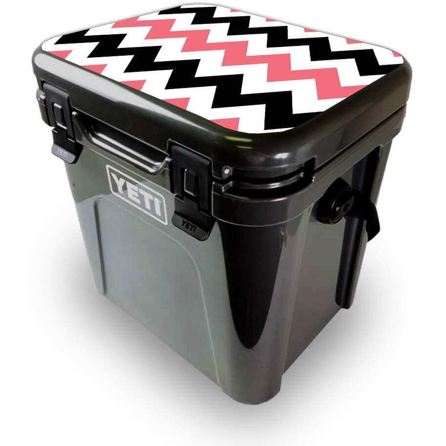 MightySkins YEROA24LID-Black Pink chevron Skin for Yeti Roadie 24 Hard cooler Lid - Black Pink chevron