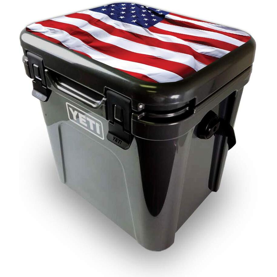 MightySkins YEROA24LID-American Flag Skin for Yeti Roadie 24 Hard cooler Lid - American Flag