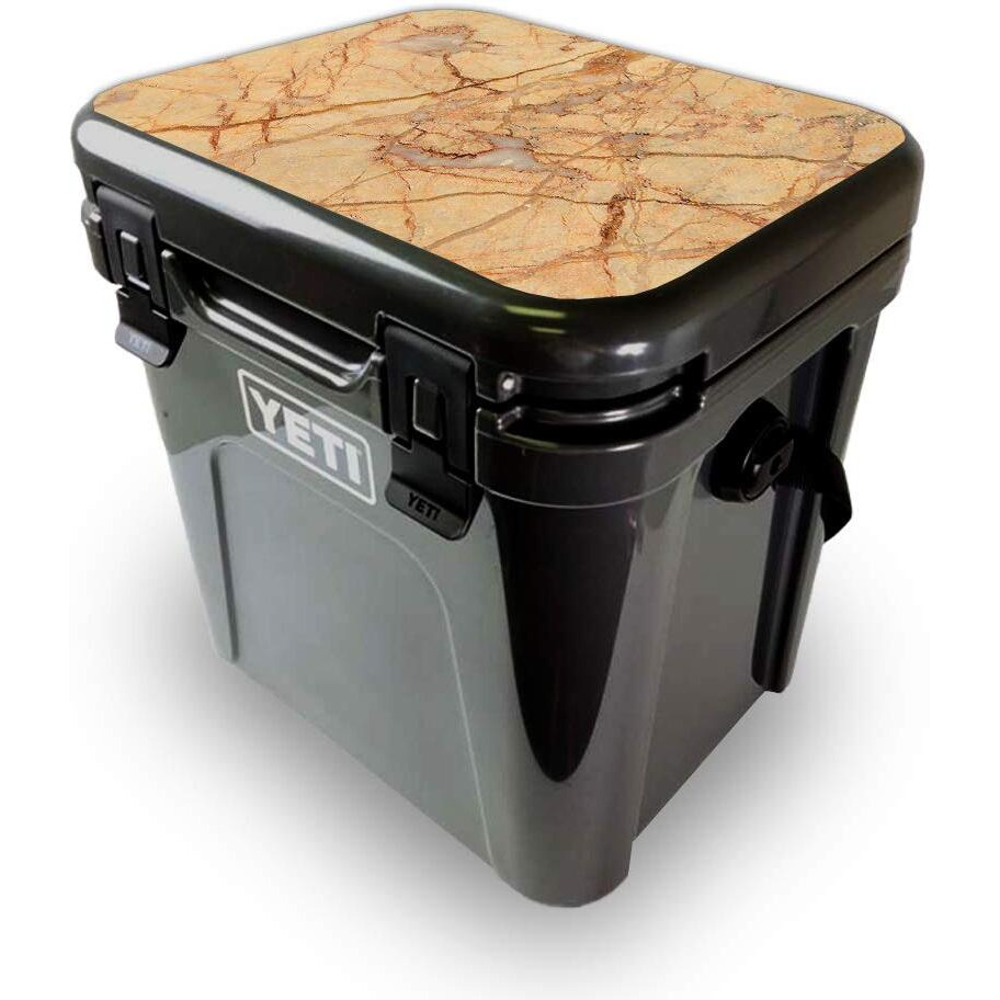 MightySkins YEROA24LID-Amber Marble Skin for Yeti Roadie 24 Hard cooler Lid - Amber Marble