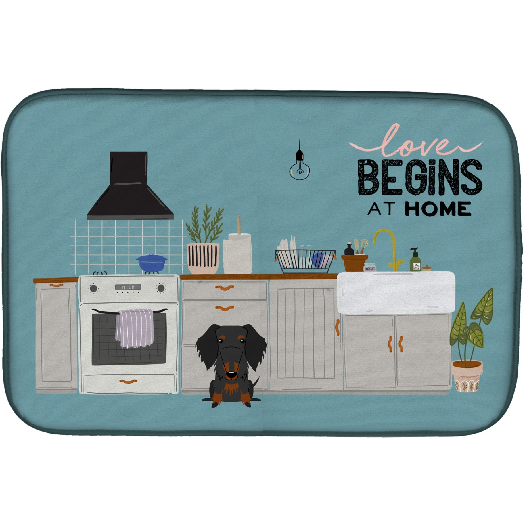 &quotCaroline's Treasures Black Tan Wire Haired Dachshund Kitchen Scene dish-drying-mats, 14 x 21, Multicolor"