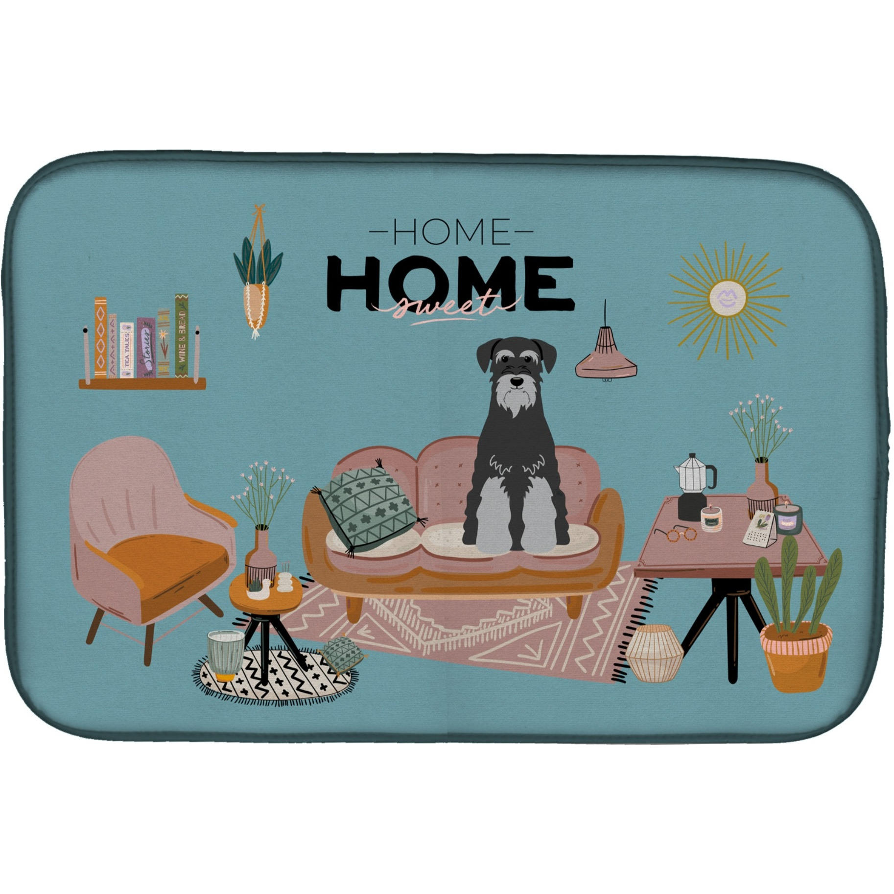 &quotCaroline's Treasures Black Grey Standard Schnauzer Sweet Home dish-drying-mats, 14 x 21, Multicolor"