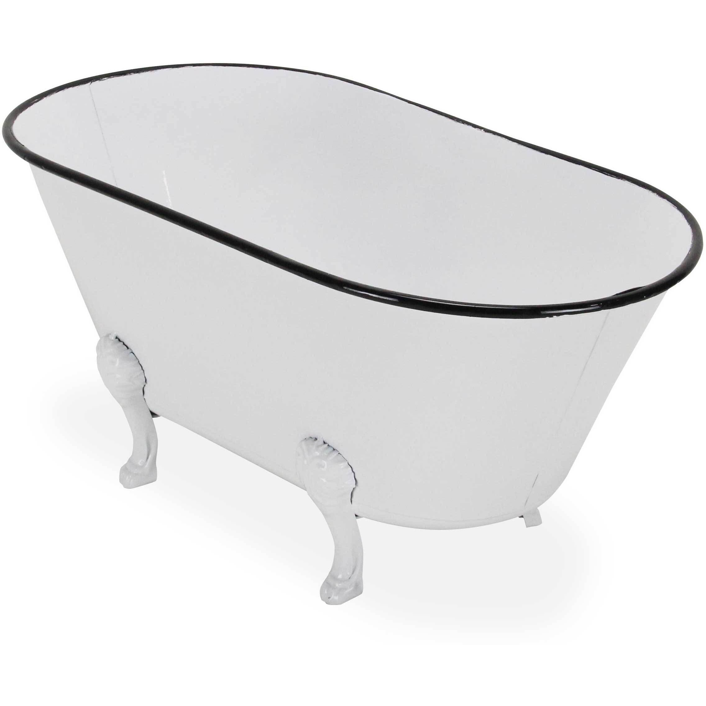 Lavande Metal Tub Decor - Small - White