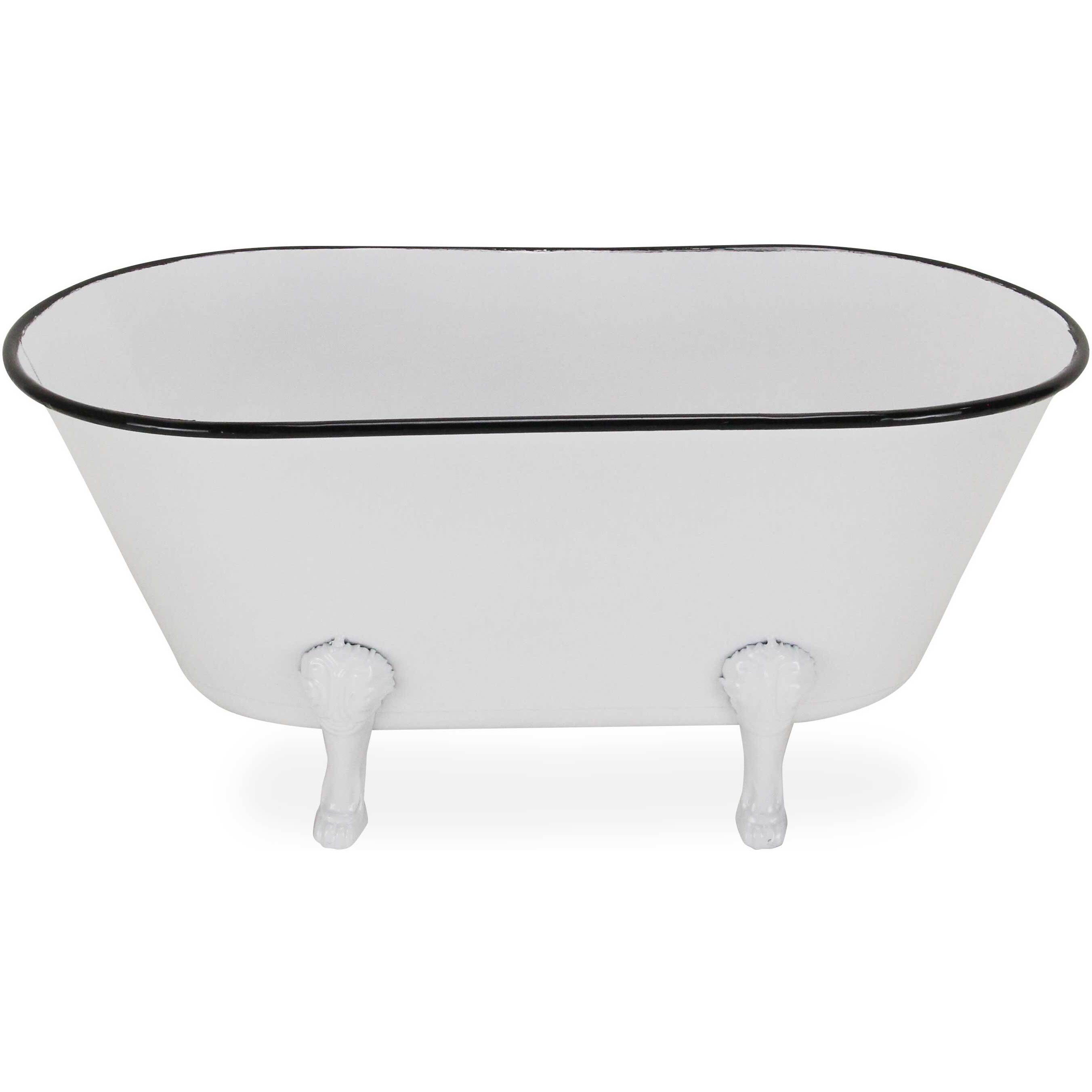 Lavande Metal Tub Decor - Small - White