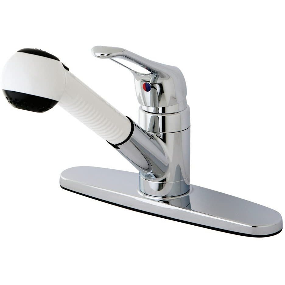 Single Loop Handle Pull-Out Kitchen Faucet with White Wand  Chrome