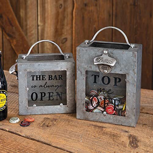 Top Me Off Galvanized Bottle Opener Bin