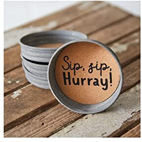 Mason Jar Lid Coaster - Sip, Sip, Hurray - Box of 4