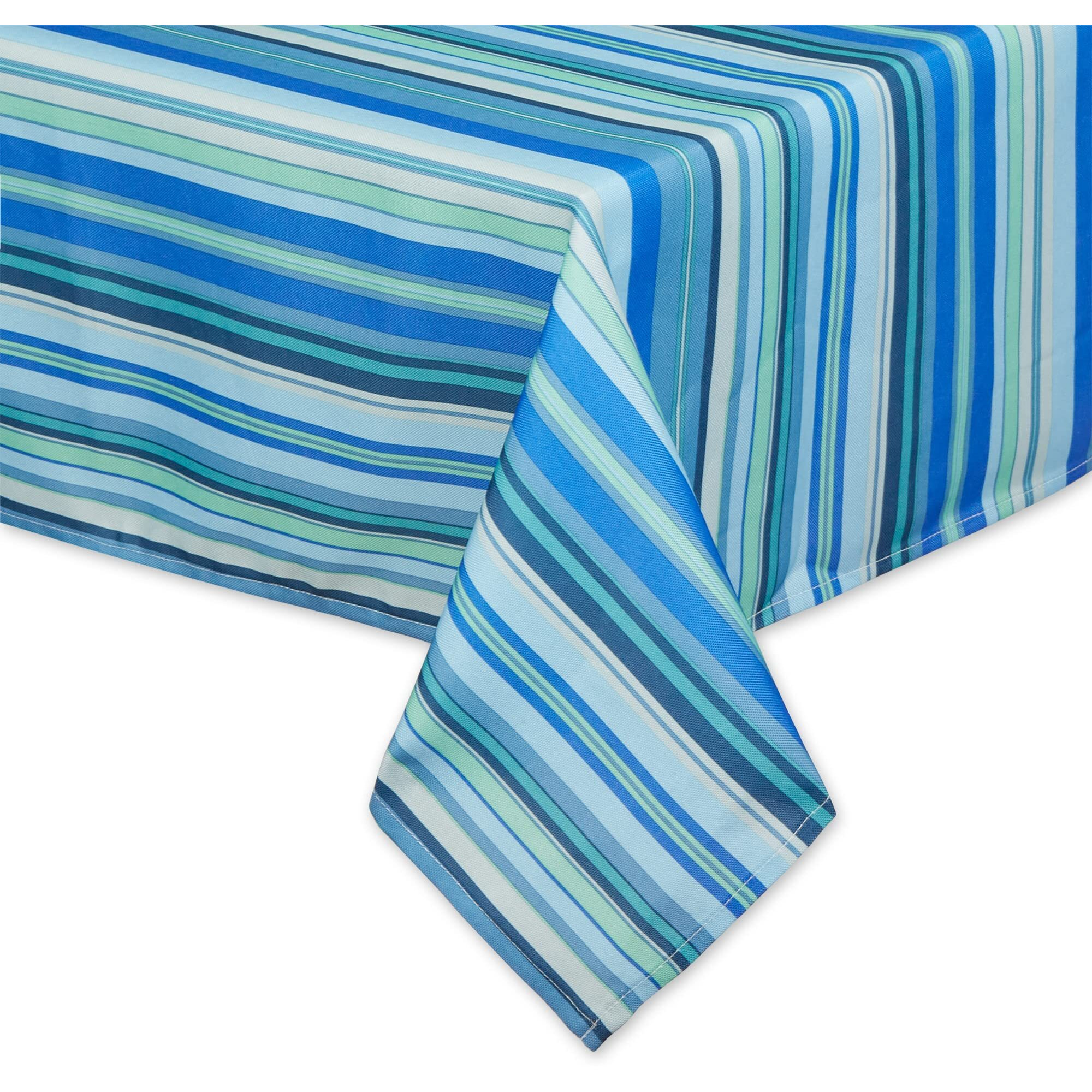 BLUE OCEAN STRIPE PRINT OUTDOOR TABLECLOTH WITH ZIPPER 60x120