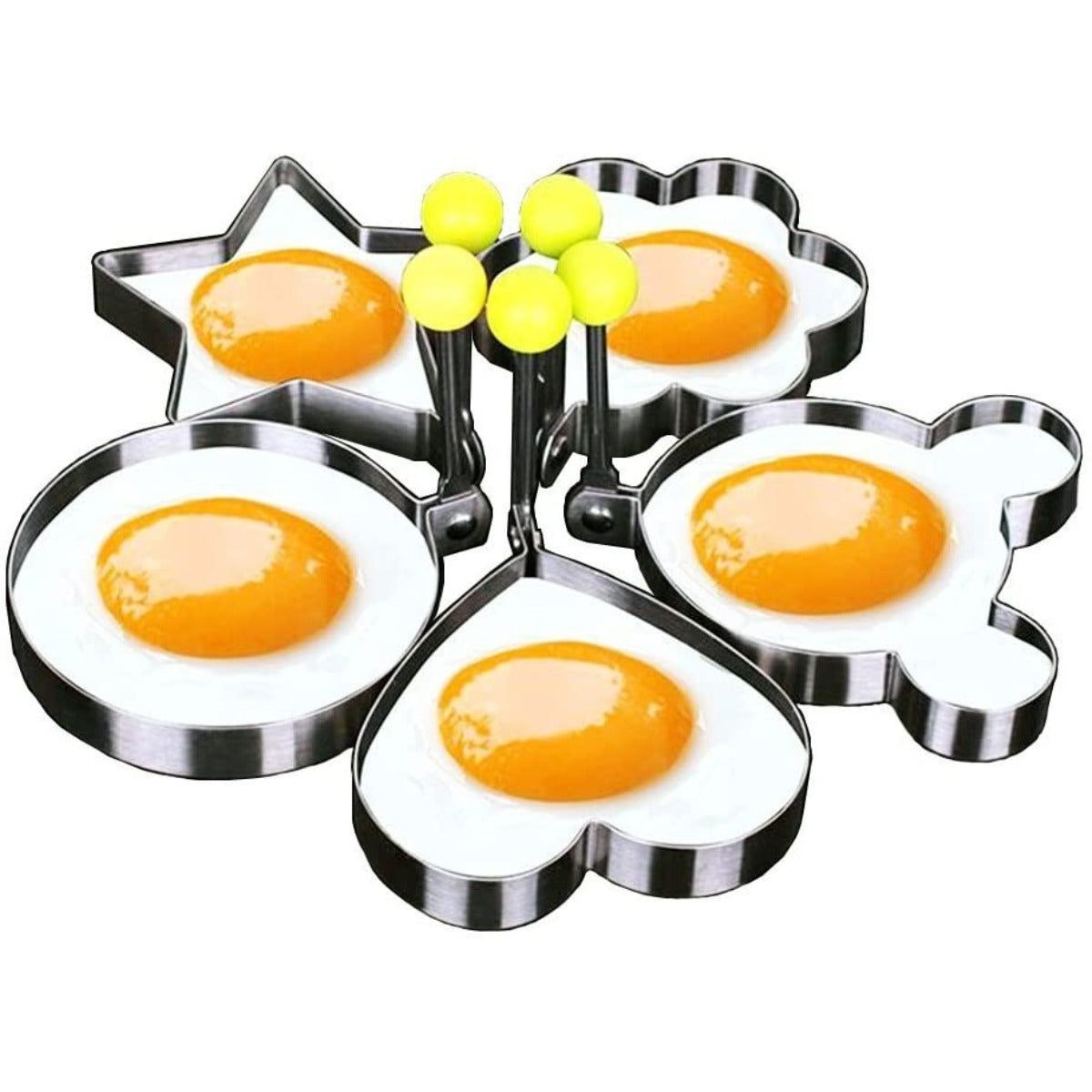 Stainless Steel 5 pc Egg and Pancake Mold Set(D0102H9g5FW)