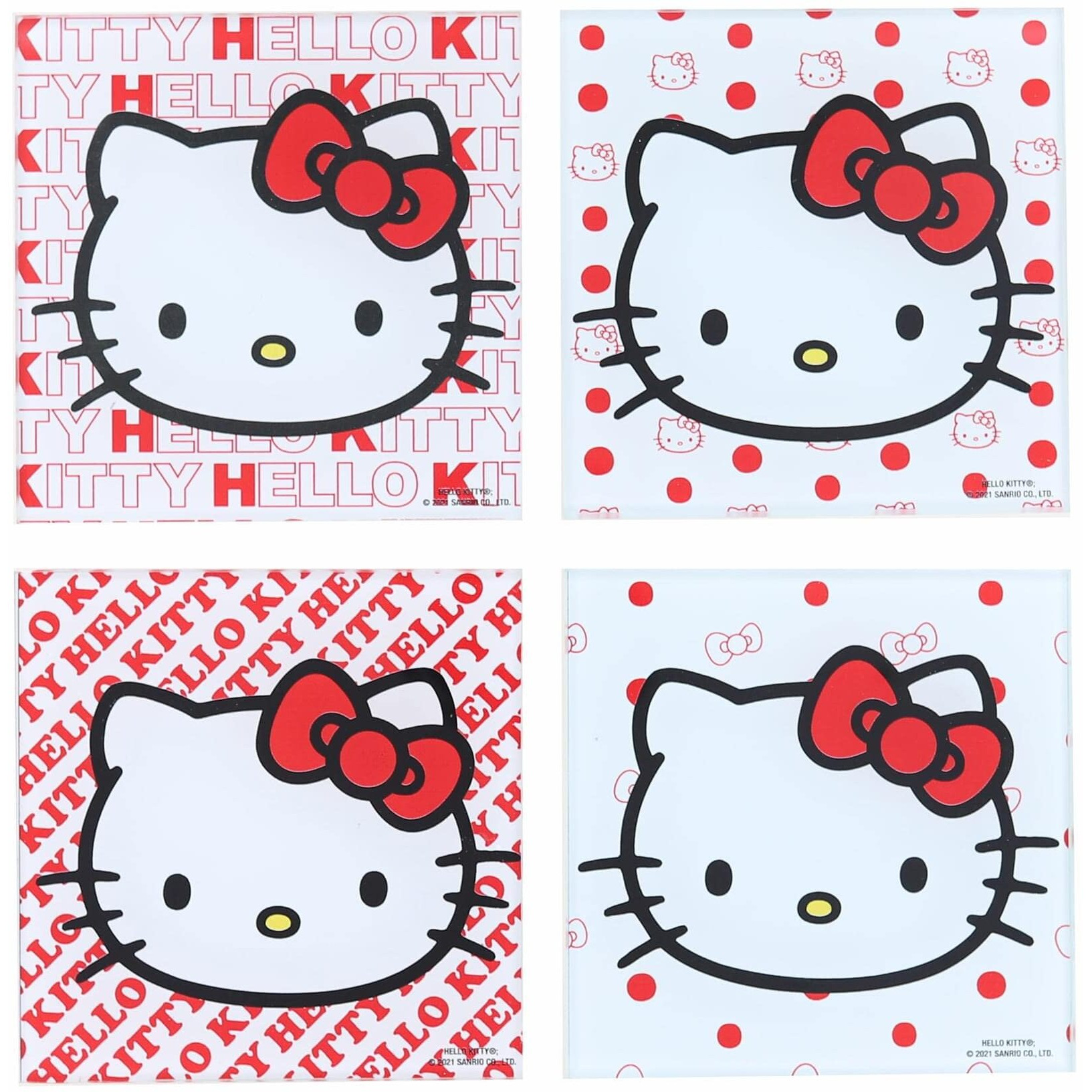 Hello Kitty Red Bow Glass Coasters | Set of 4