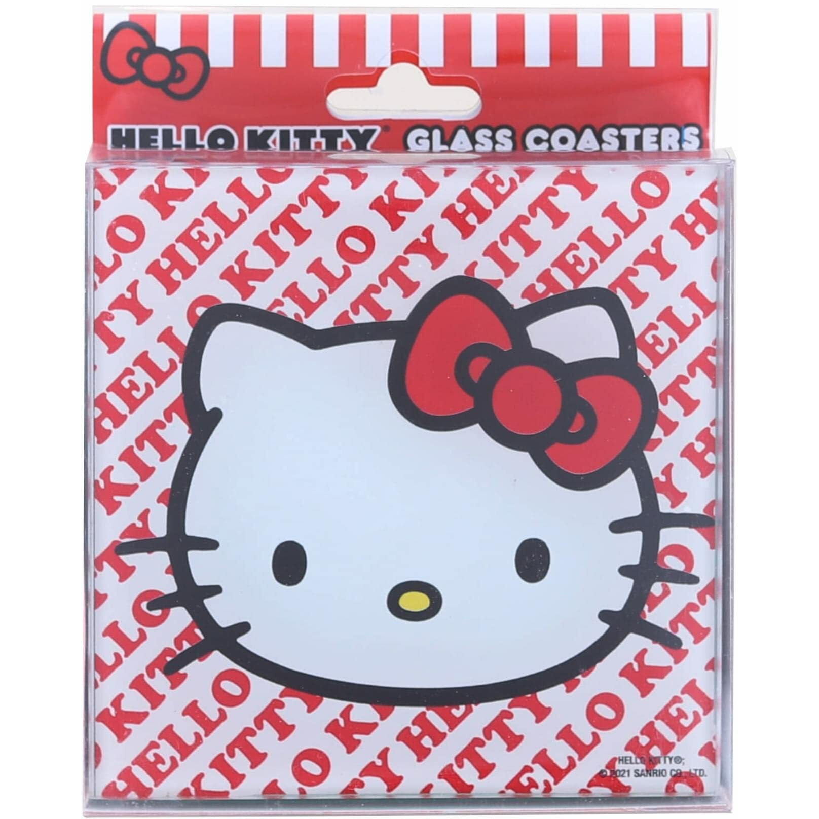 Hello Kitty Red Bow Glass Coasters | Set of 4