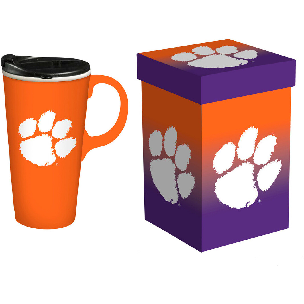 Clemson Tigers Drink 17oz Travel Latte Boxed