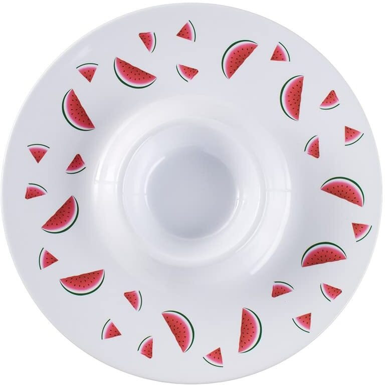 Summertime Melamine Serving Pieces - Watermelon Chip and Dip Platter