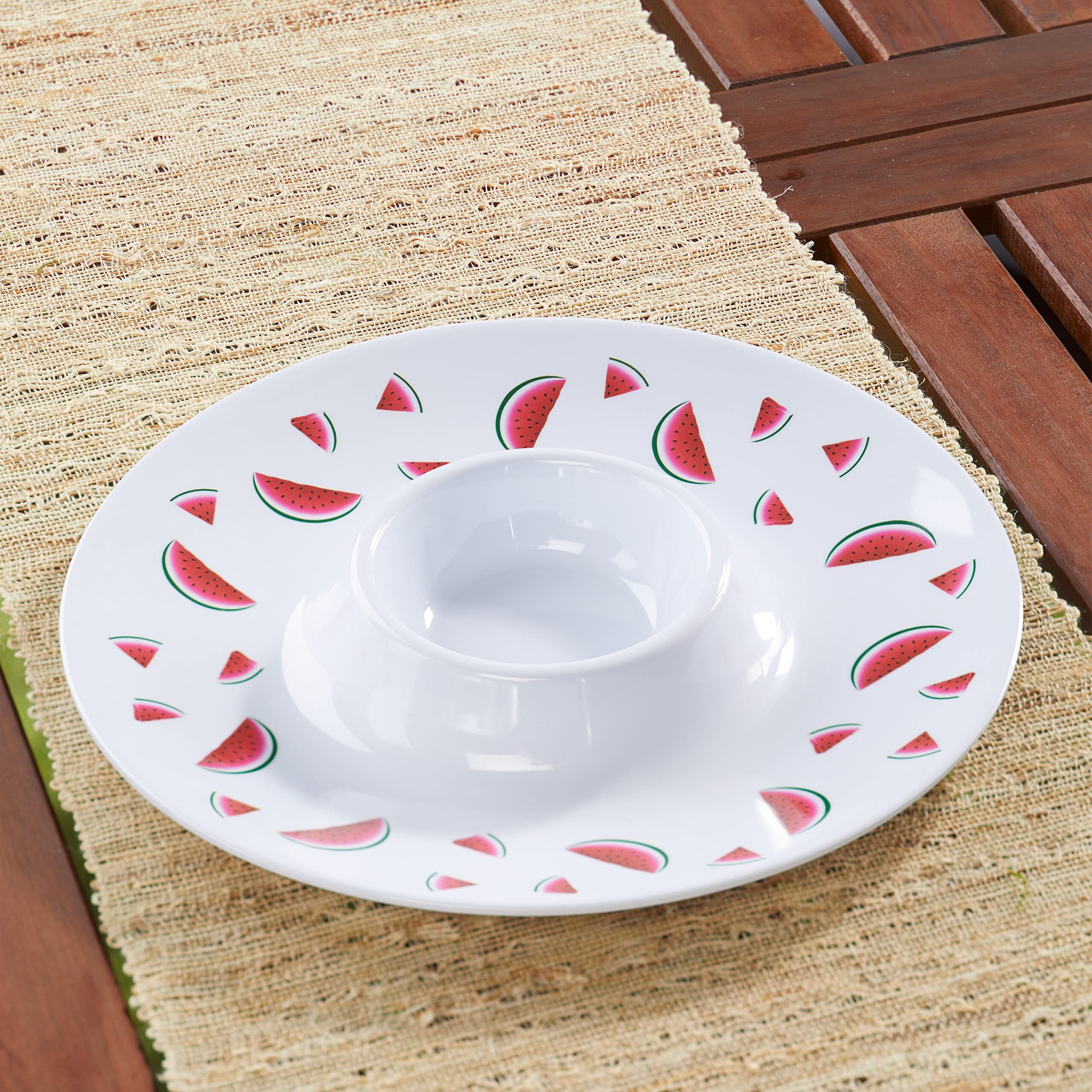 Summertime Melamine Serving Pieces - Watermelon Chip and Dip Platter