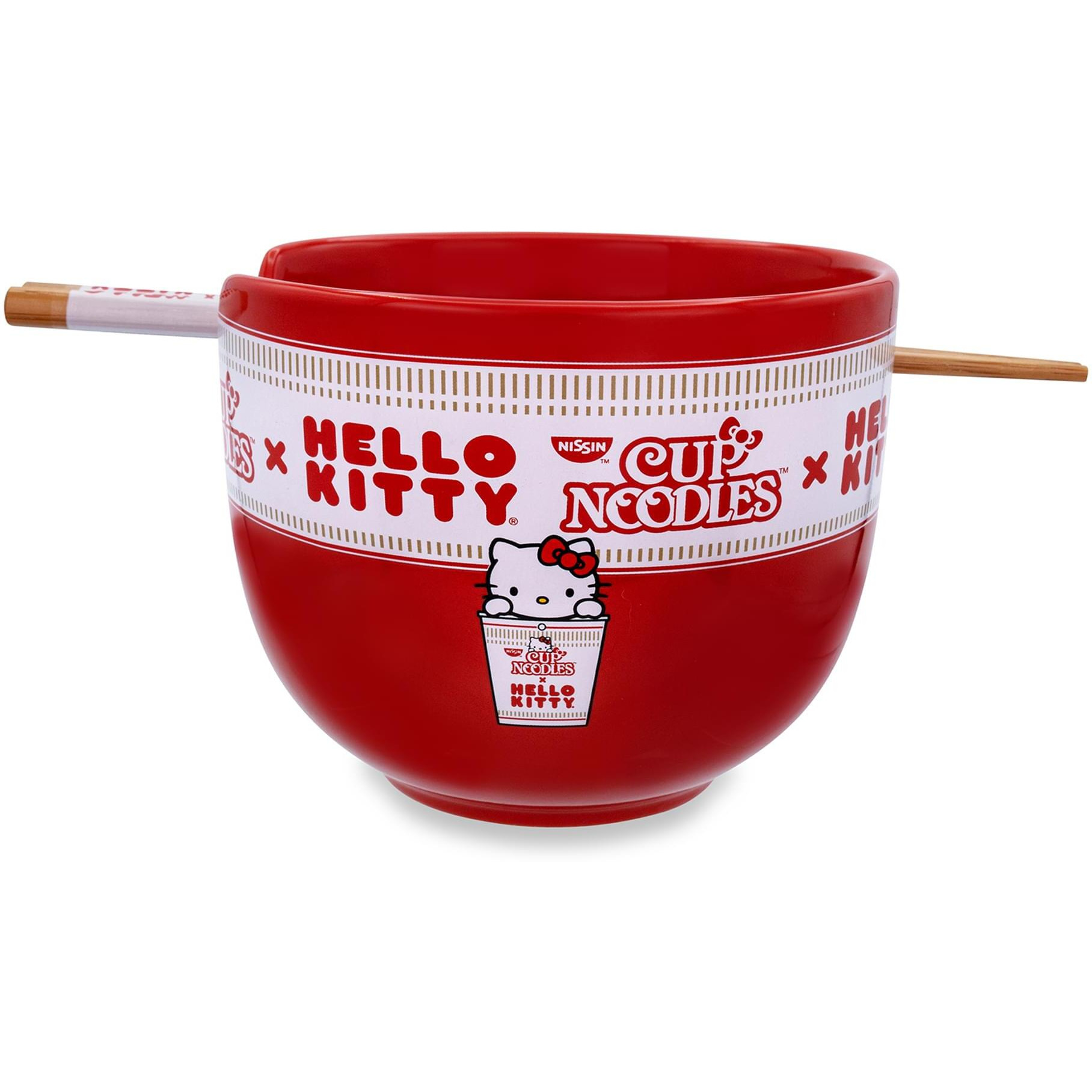 Sanrio Hello Kitty x Nissin cup Noodles Red ceramic Ramen Bowl and chopstick Set