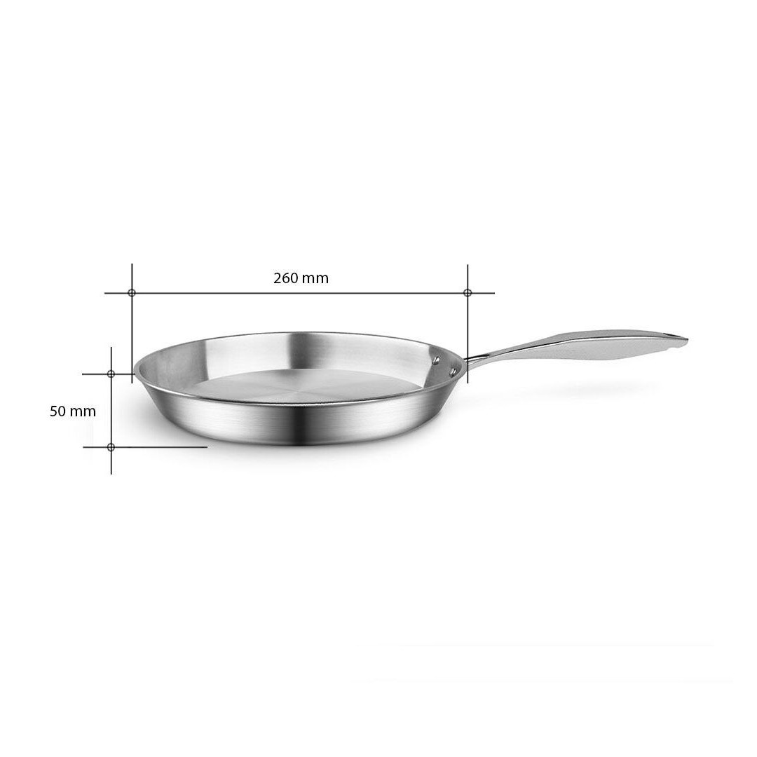 SOGA Stainless Steel Fry Pan 26cm Frying Pan Top Grade Induction Cooking FryPan