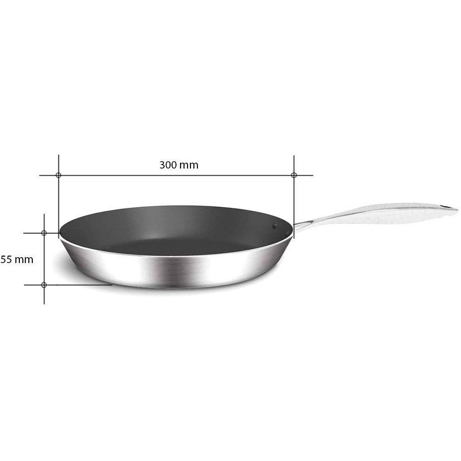 SOGA Stainless Steel Fry Pan 30cm Frying Pan Induction FryPan Non Stick Interior