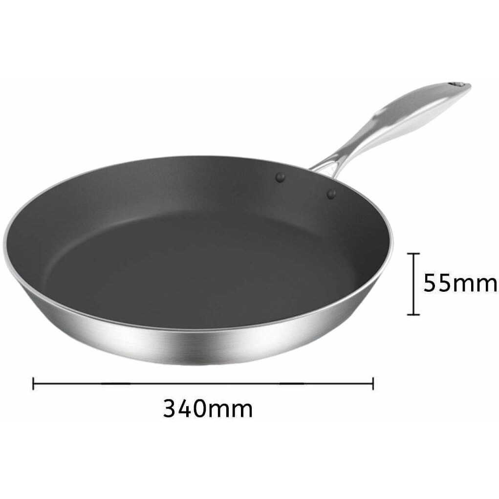 SOGA Stainless Steel Fry Pan 36cm Frying Pan Induction FryPan Non Stick Interior