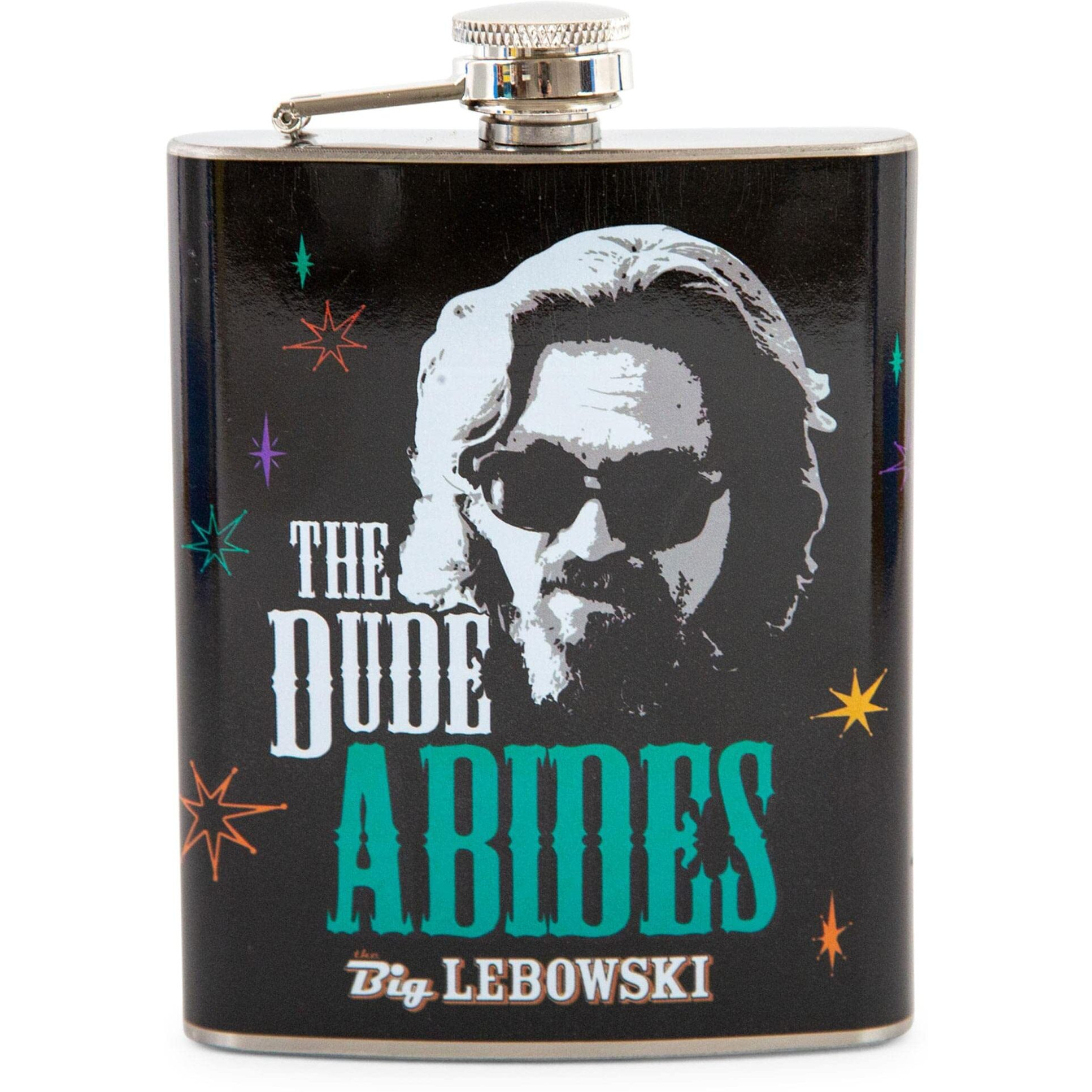 The Big Lebowski The Dude Abides Stainless Steel Flask  Holds 7 Ounces