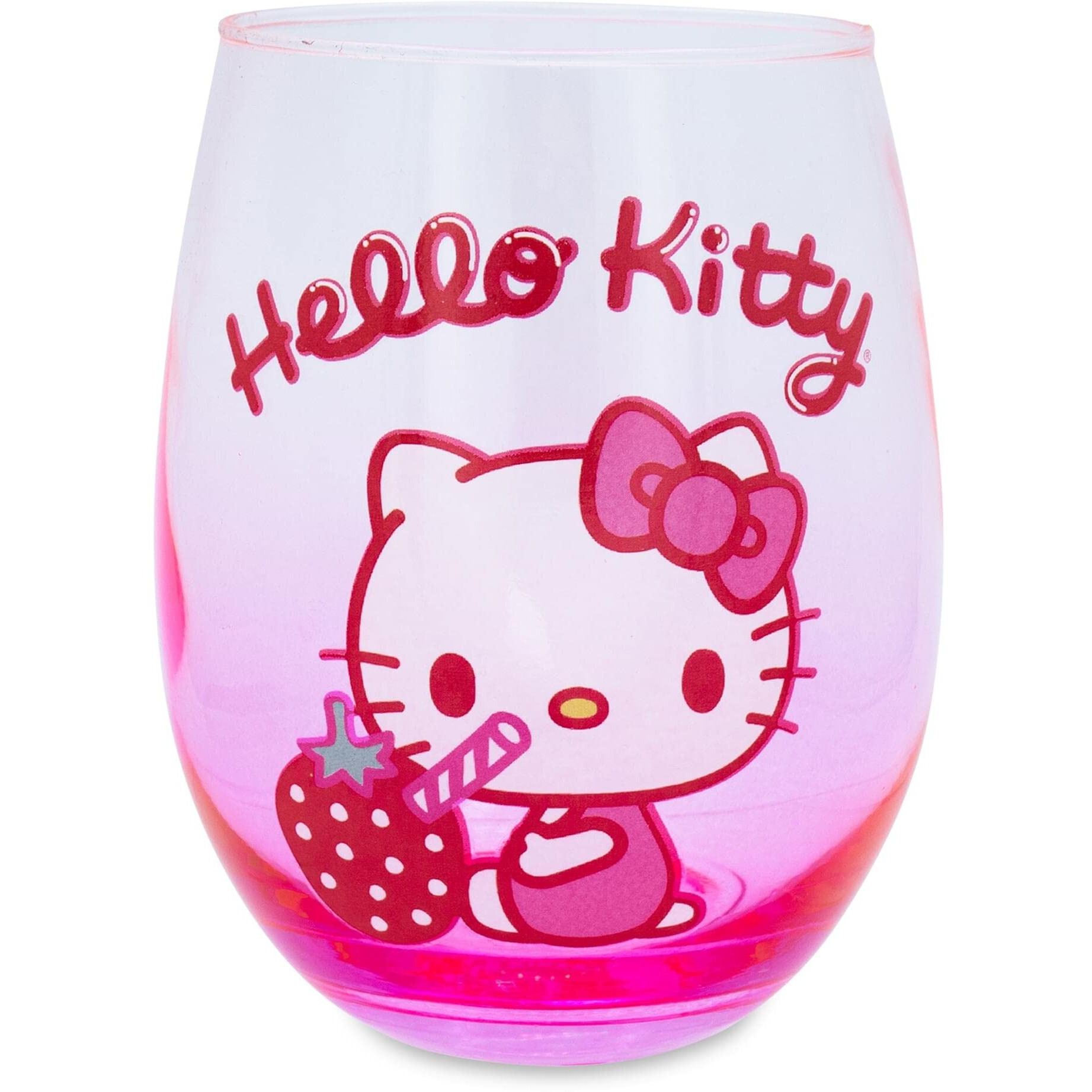 Sanrio Hello Kitty Strawberry Sip Stemless Wine glass  Holds 20 Ounces