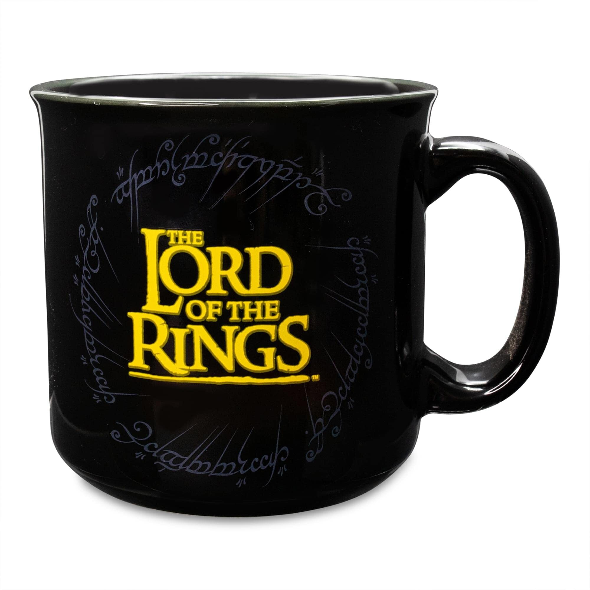 The Lord Of The Rings gondor Black ceramic camper Mug  Holds 20 Ounces