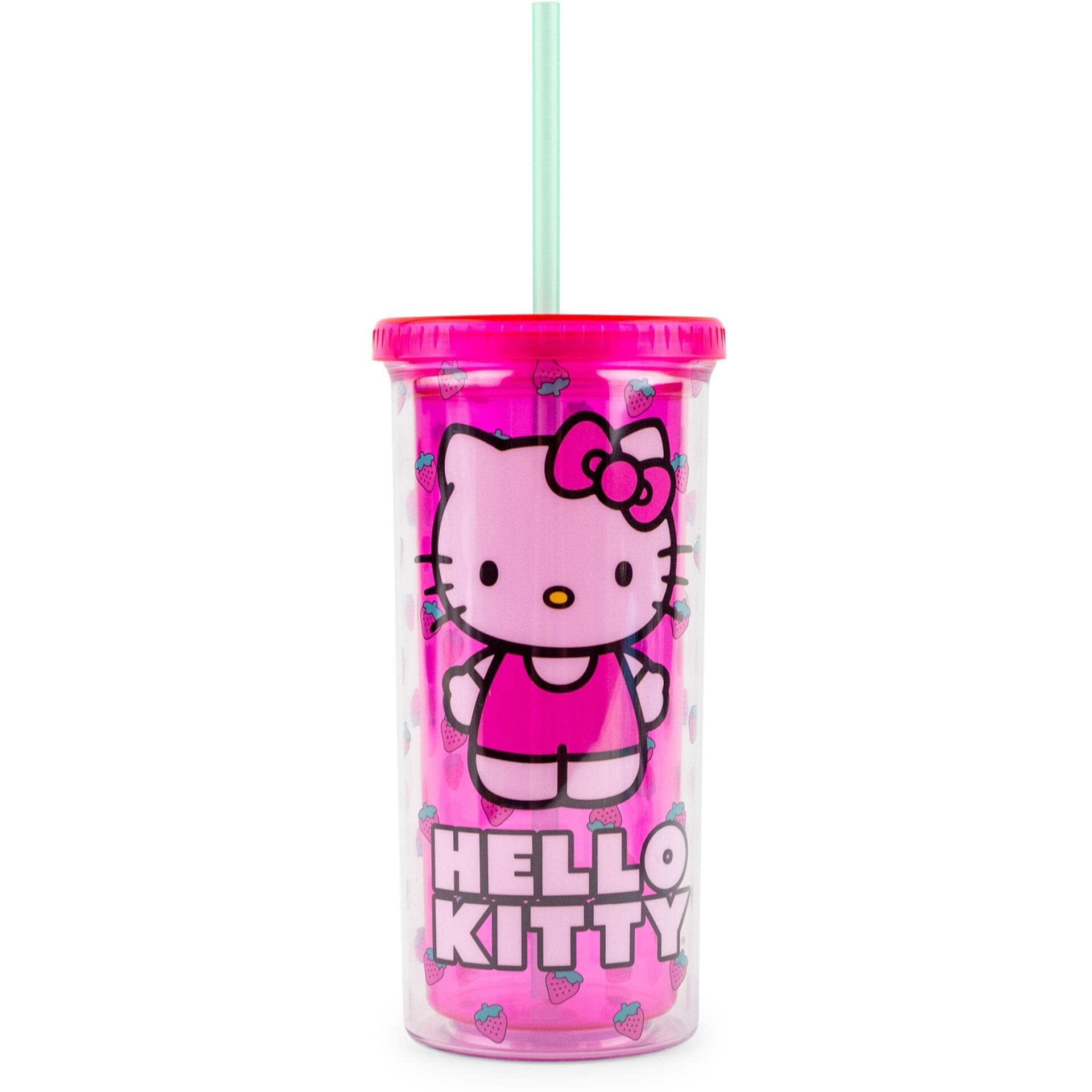 Sanrio Hello Kitty Berry Pink carnival cup With Lid  Holds 20 Ounces