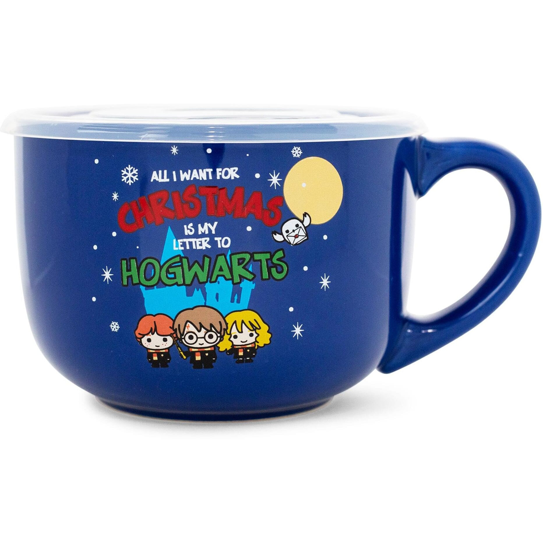 Harry Potter Holiday golden Trio Soup Mug With Vented Lid  Holds 24 Ounces