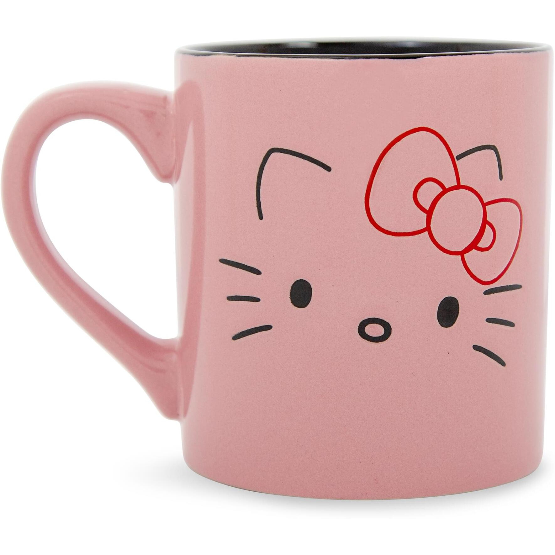 Sanrio Hello Kitty Pink Outline Face Wax Resist ceramic Mug  Holds 14 Ounces