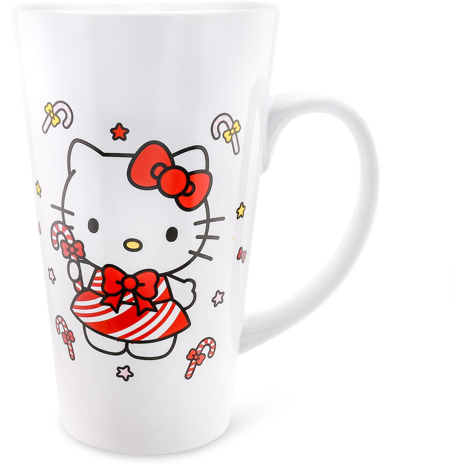 Sanrio Hello Kitty Holiday candy cane ceramic Tall Latte Mug  Holds 16 Ounces