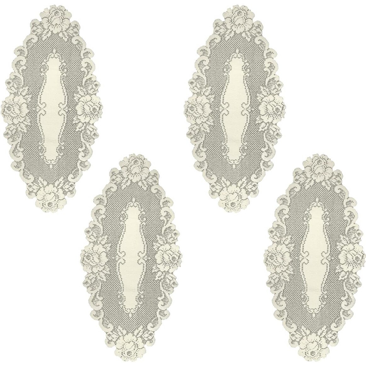 12 x 24 in. Vintage Rose Doilies&44 Ecru - Set of 4