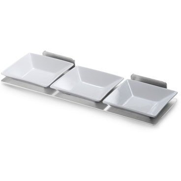 Spice Shelf with Stainless Steel Frame & 3 Porcelain Bowls