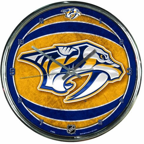 Nashville Predators Clock Round Wall Style Chrome