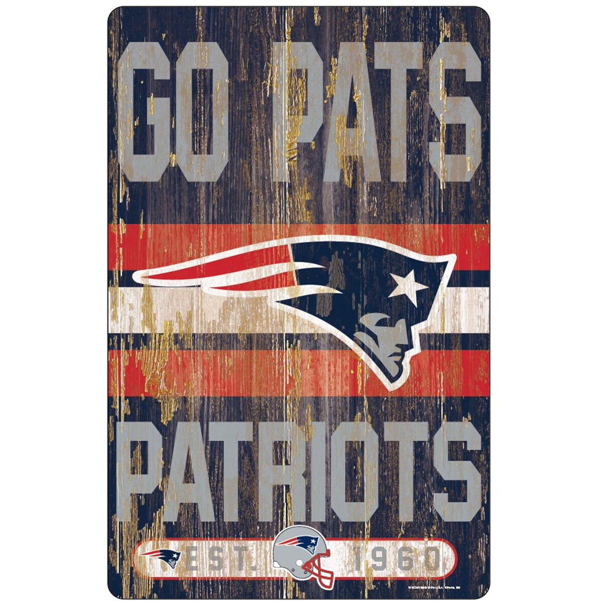 New England Patriots Sign 11x17 Wood Slogan Design